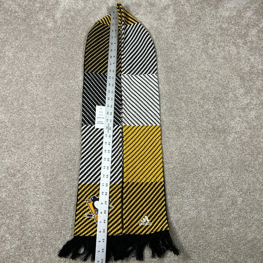 Adidas Unisex One‎ Size Yellow Black Knit NHL Pittsburgh Penguins Hockey Scarf
